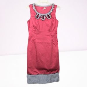 Boden Dress Sheath Nantucket Red Cut-out Neckline Floral Stripes Size 4 Coastal